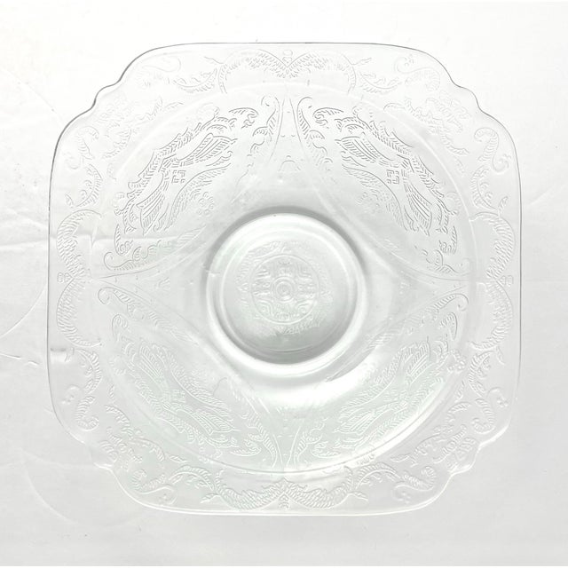 Federal Glass 1930s Federal Glass “Madrid, Clear” 7 Etched Glass All Purpose Soup Bowls For Sale - Image 4 of 5