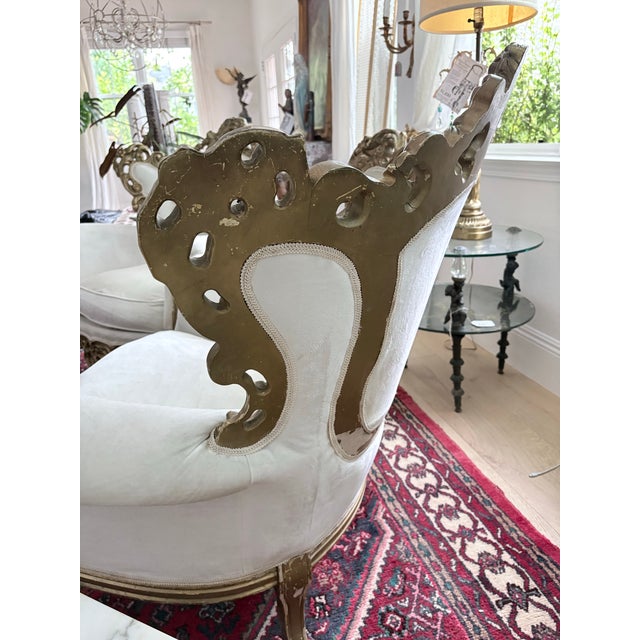 Late 20th Century Pair of Ornate Rococo Revival Gilt Carved Armchairs Down Filled For Sale - Image 10 of 12