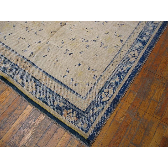 1750s Ivory Floral Antique W. Ningxia Rug 5'6" X 7'2 Handknotted Wool Carpet For Sale - Image 4 of 4