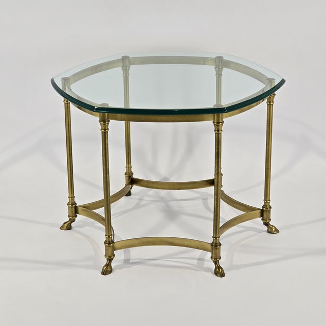 Brass 1980s Lebarge Style Brass and Glass Side Table For Sale - Image 8 of 8