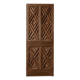 Antique Rustic Chevron Hand-Carved Spanish Style Wooden Doors 80x30 For Sale