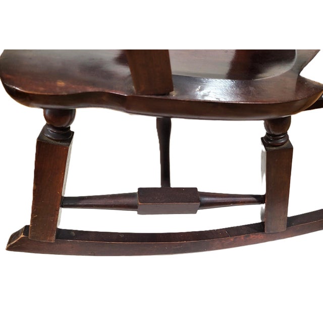 Antique Dutch 19th C Carved & Marquetry Inlaid Rocking Chair + Needlepoint Pillow For Sale - Image 16 of 18