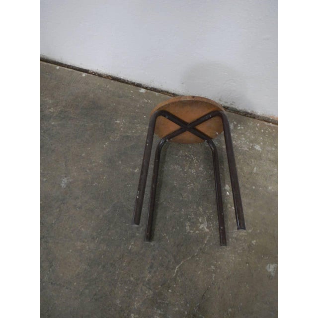 Beech and Iron Foot Stool, 1960s For Sale - Image 6 of 9