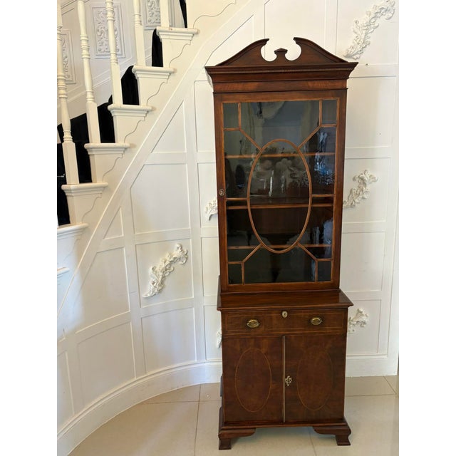Late 19th Century Antique Victorian Mahogany Inlaid Bookcase, 1880 For Sale - Image 5 of 18