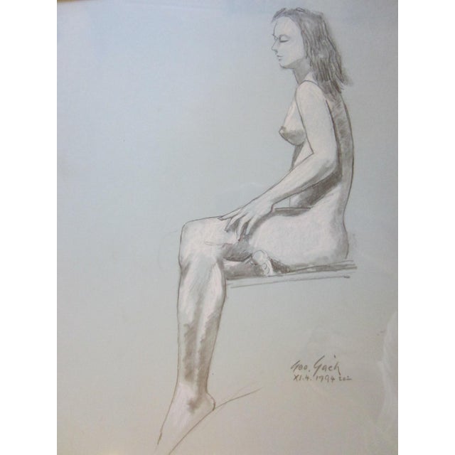 1950s George Gach Impressionist Signed Drawing Portrait on Paper Gouache For Sale In Los Angeles - Image 6 of 10