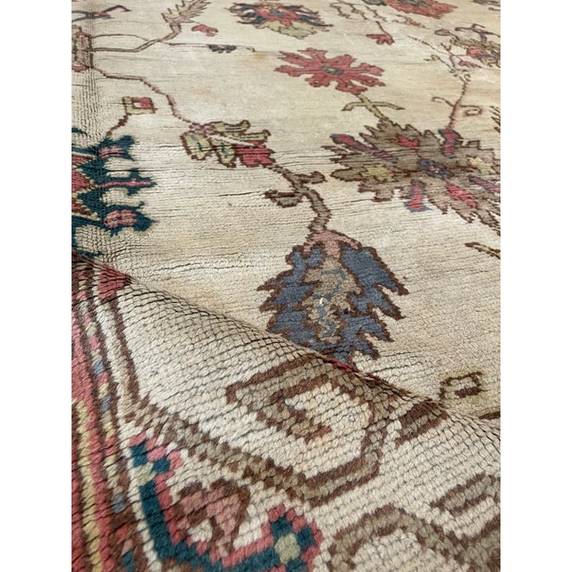 Textile Antique Turkish Oushak Floral Design Rug 11'6''x10'8'' For Sale - Image 7 of 9