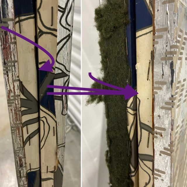 1970s Two-Panel Screen Covered in Vintage Wallpaper - Reversible to a Mylar Side For Sale - Image 9 of 10