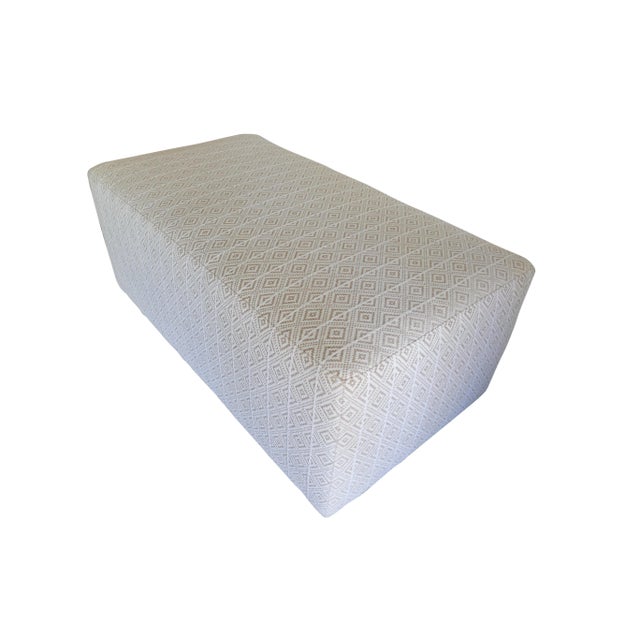 Wood Fragments Identity Woven Diamond Cocktail Ottoman For Sale - Image 7 of 8