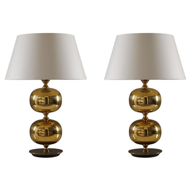 Metal Mid-Century Swedish Table Lamps in Brass attributed to Stilarmatur Tranås, 1960s, Set of 2 For Sale - Image 7 of 7