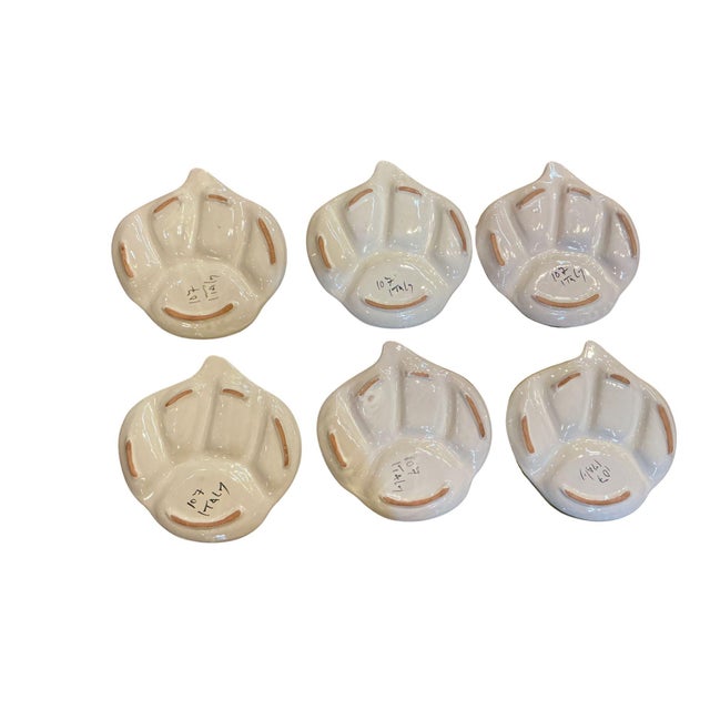 1960s Set of 6 Italian Majolica Fondue Plates For Sale - Image 4 of 4