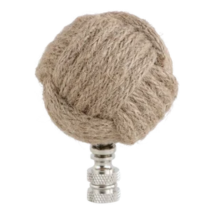 Nautical Knot Lamp Finial in Natural Jute on Chrome Hardware
