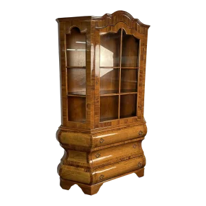 Italian Inlaid Venetian Burlwood Baroque Cabinet, Bookcase, Vitrine or Cupboard