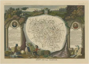 Antique Map of the Department of Creuse