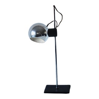 1960s Robert Sonneman Style Positionable Magnetic Eyeball Space Age Chrome Orb Table Desk Lamp For Sale