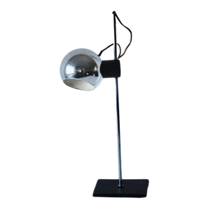 1960s Robert Sonneman Style Positionable Magnetic Eyeball Space Age Chrome Orb Table Desk Lamp