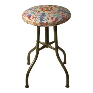 Funky Vintage Brass Suzani Seat, Stool For Sale