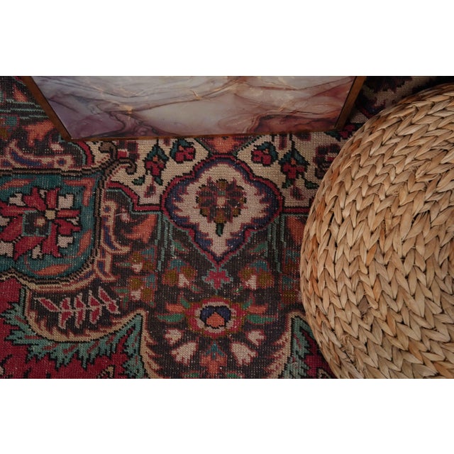Persian 1970s Vintage Persian Handmade Wool 10x12 Red Area Rug For Sale - Image 3 of 11