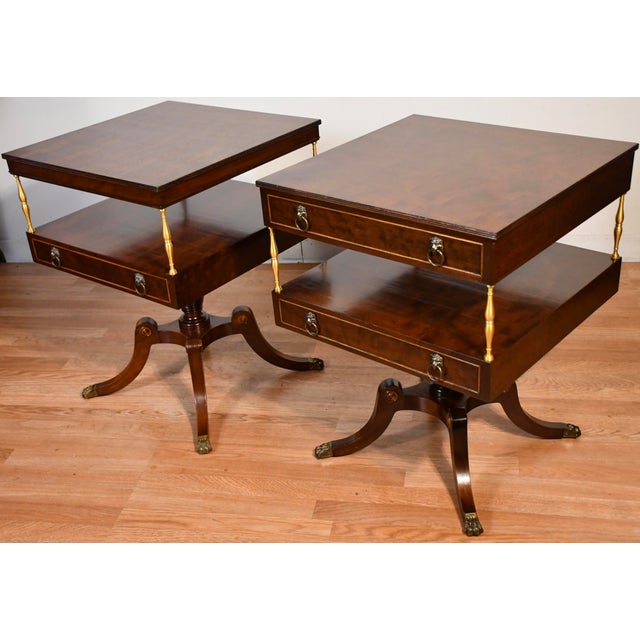 1930 Regency Neoclassical Style Mahogany TwoTier EndTables Schmieg & Kotzian For Sale - Image 9 of 18