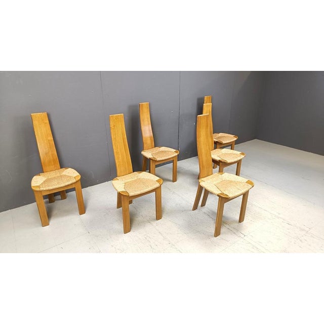 Wood Vintage Wicker High-Back Dining Chairs, 1960s, Set of 5 For Sale - Image 7 of 10