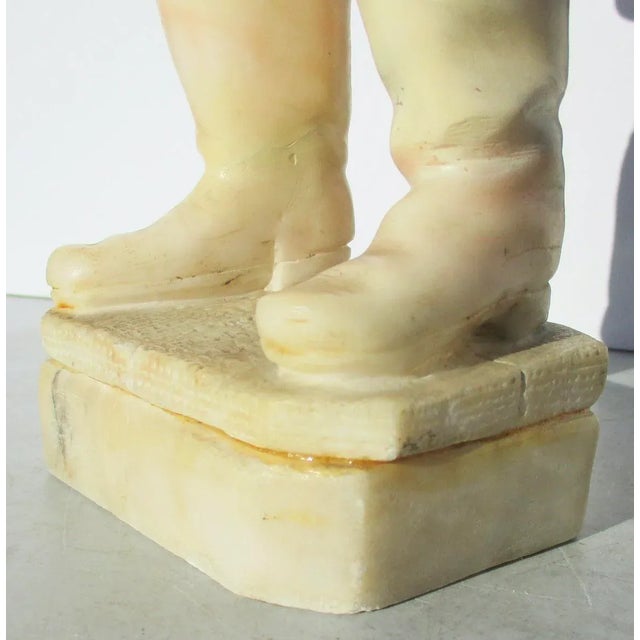 Stone 1920s Art Deco Alabaster Boy Sculpture For Sale - Image 7 of 13