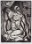 Mid-Century Modern "Seated Lady" Monochromatic Figurative Woodcut, 1960 For Sale - Image 3 of 3