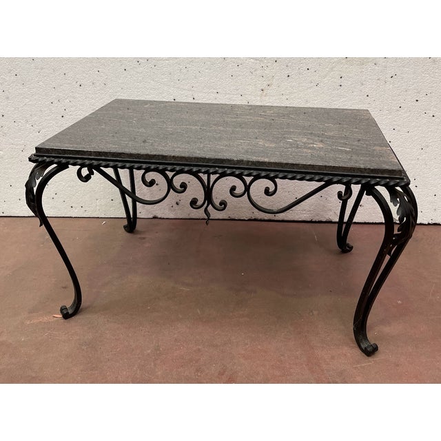 Black Wrought Iron and Marble Coffee Table, 20th Century For Sale - Image 8 of 10
