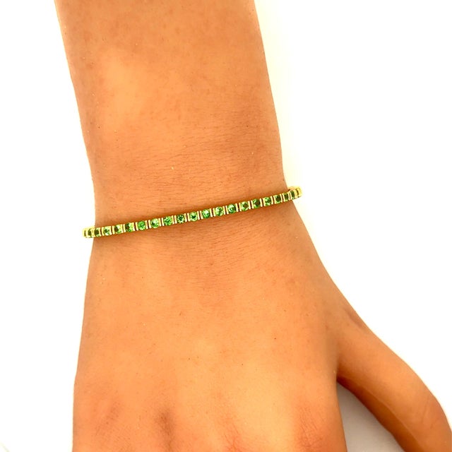 Metal Jean Vitau Tsavorite 18k Yellow Gold Tennis Bracelet For Sale - Image 7 of 7