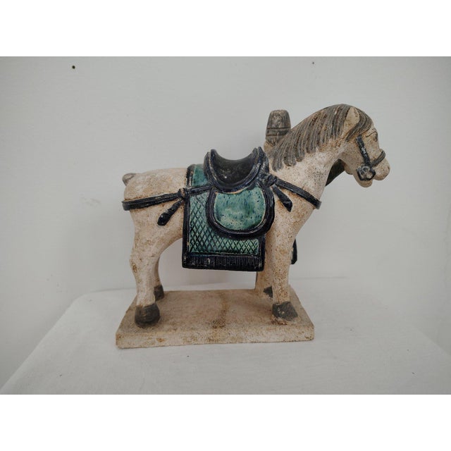 Antique Chinese Ming Dynasty Glazed Pottery Horse and Groom For Sale - Image 4 of 6