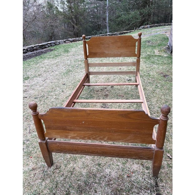 Bring a piece of architectural history into your home. This beautiful antique wooden twin bed frame came directly out of a...
