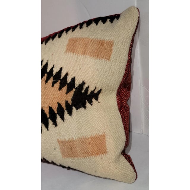 20Thc Navajo Indian weaving geometric bolster pillow with linen backing.The insert is down & feather fill.