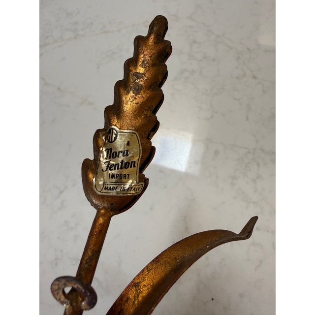 Grand Tour Vintage Nora Fenton Tole Sheath of Wheat Candle Wall Sconce For Sale - Image 3 of 7
