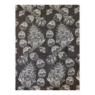 Rose Cumming’s Bellflower 100% Linen Fabric in Walnut 5 5/8 Yards For Sale