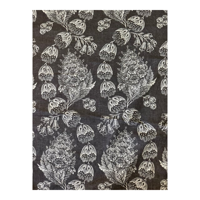 Rose Cumming’s Bellflower 100% Linen Fabric in Walnut 5 5/8 Yards For Sale
