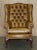 Pair of Vintage Tan Brown Leather Chesterfield Wingback Chairs With Footstools For Sale - Image 4 of 18
