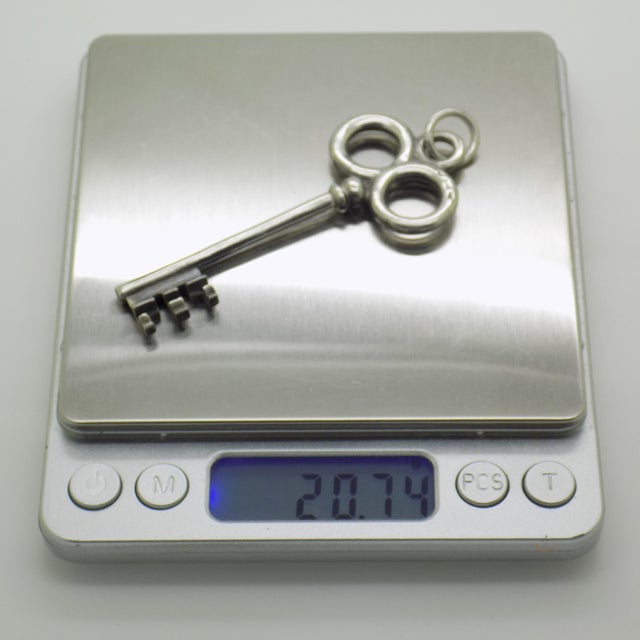 Silver Vintage European Decorative Key Pendant in Silver 835, 1970s For Sale - Image 8 of 11