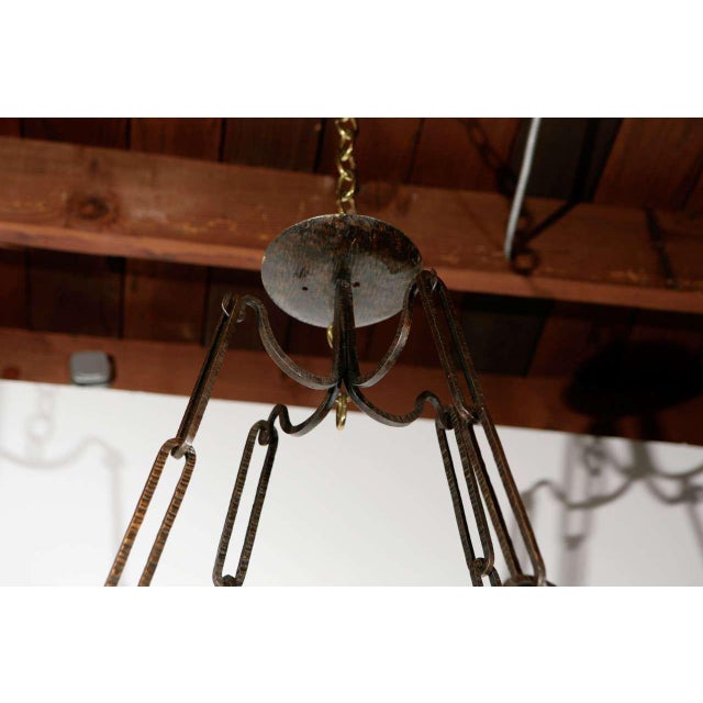 1920s French Iron Chandelier For Sale In Los Angeles - Image 6 of 10