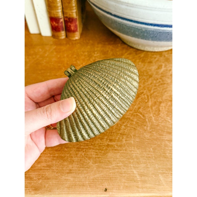 Vintage Brass Clam Shell Trinket Box, Hinged For Sale - Image 9 of 11