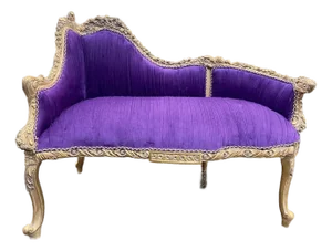 Late 20th C French Louis XVI Gold Beech Purple Velvet Settee