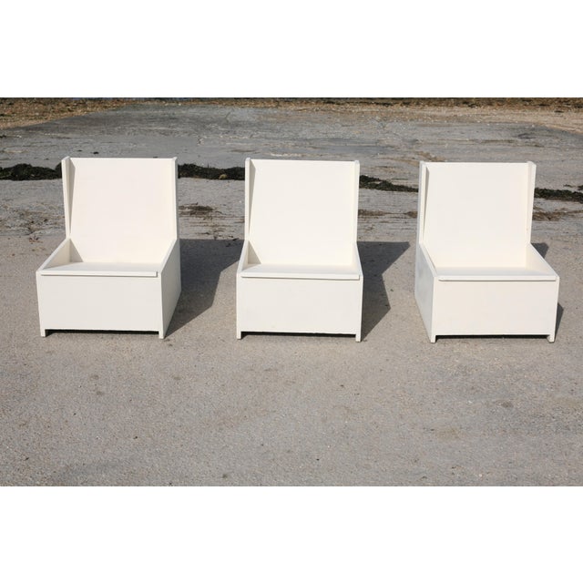 Brutalist Lounge Chairs in Painted Wood, 1960s, Set of 3 For Sale - Image 17 of 18