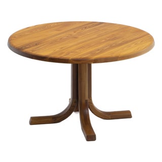 Round Dining Table in Elm from Ebénisterie Seltz, 1980s For Sale