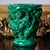 Exceptional Art Deco malachite glass vase by Curt Schlevogt for Ingrid, dating to the 1930s. This sculptural piece...