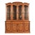 Thomasville French Regency Louis XVI Carved Walnut Lighted Breakfront Bookcase Cabinet For Sale