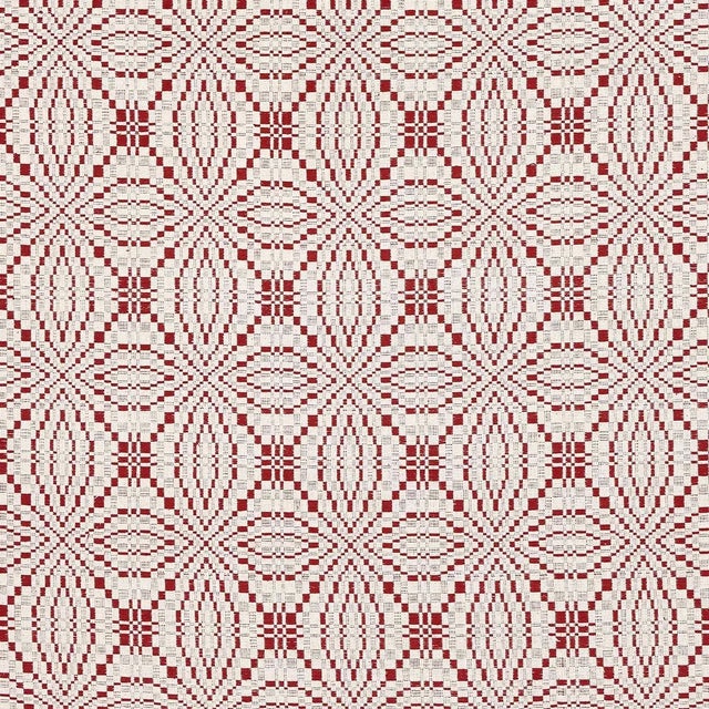 Schumacher Francestown Coverlet Fabric in Crimson For Sale