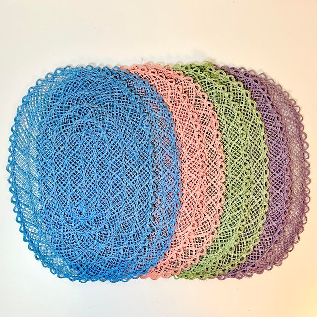 Mid 20th Century Mid-Century Boho Chic Costal Arts & Crafts Straw Placemats - Set of 8 For Sale - Image 5 of 8