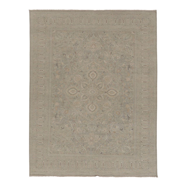 Rug & Kilim’s Oushak Style Rug, Light Blue With Muted Floral Pattern & Medallion For Sale
