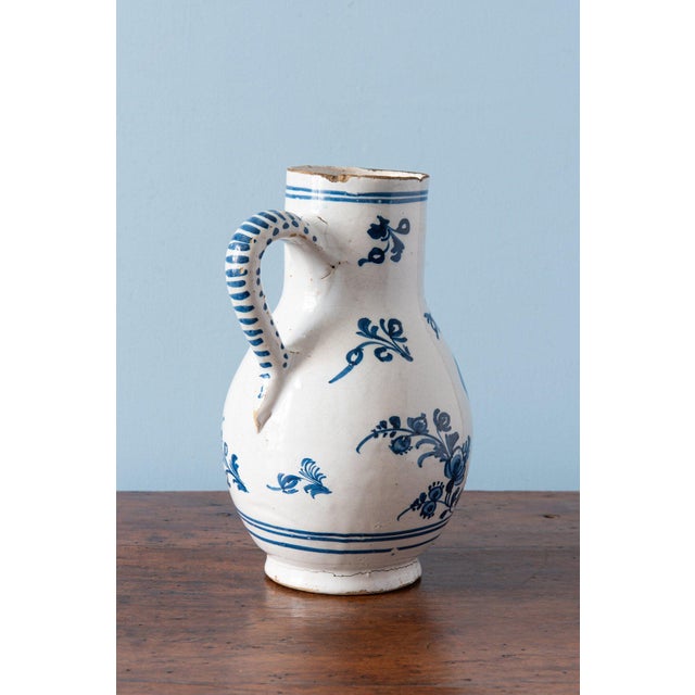 Antique Blue & White Rooster Jug, 1700s For Sale - Image 4 of 10
