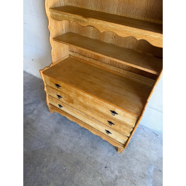 Wood Vintage Oak Bookcase With Drawers Danish Open Shelving Unit 1970s For Sale - Image 7 of 9