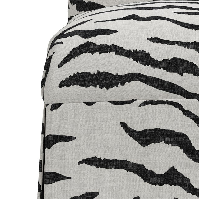 Not Yet Made - Made To Order Slipcover Dining Chair in Cream Black Linen Zebra For Sale - Image 5 of 8