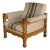 In Style of Henning Kjærnulf Oak Lounge Chair With Striped Upholstery Danish Mid-Century Modern 1970s For Sale