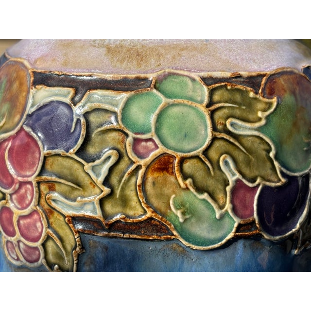 Ceramic Royal Doulton England - Late 19th C. Floral Relief Stoneware 10" Vase For Sale - Image 7 of 11